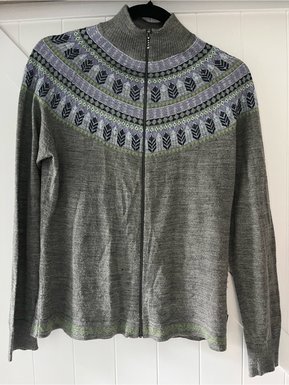 Woolrich Fair Isle Style Merino Wool Blend Zip Sweater
